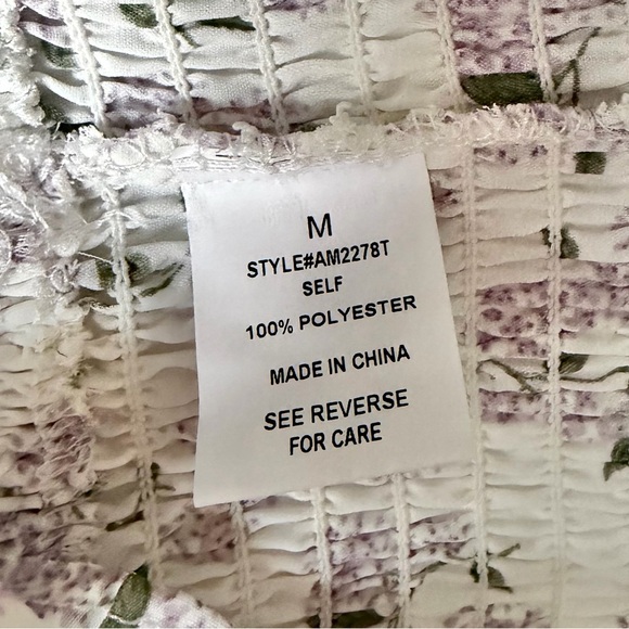 NWT - Floral Ruffle Smocked Crop Blouse - Picture 13 of 13